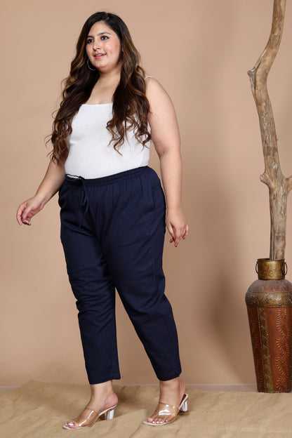 Rani And Black Cotton Trousers ( PACK OF 2)