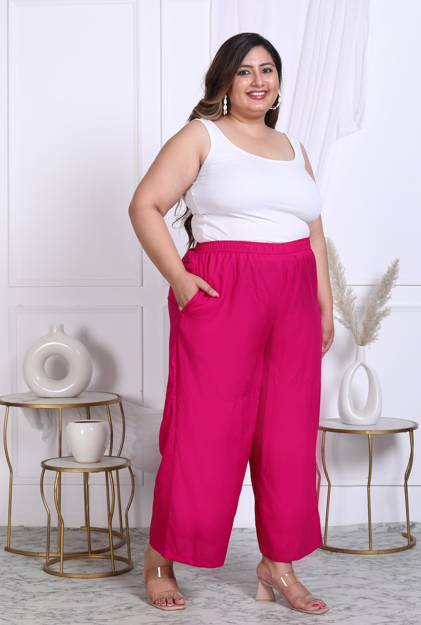 Pink Relaxed fit Palazzo