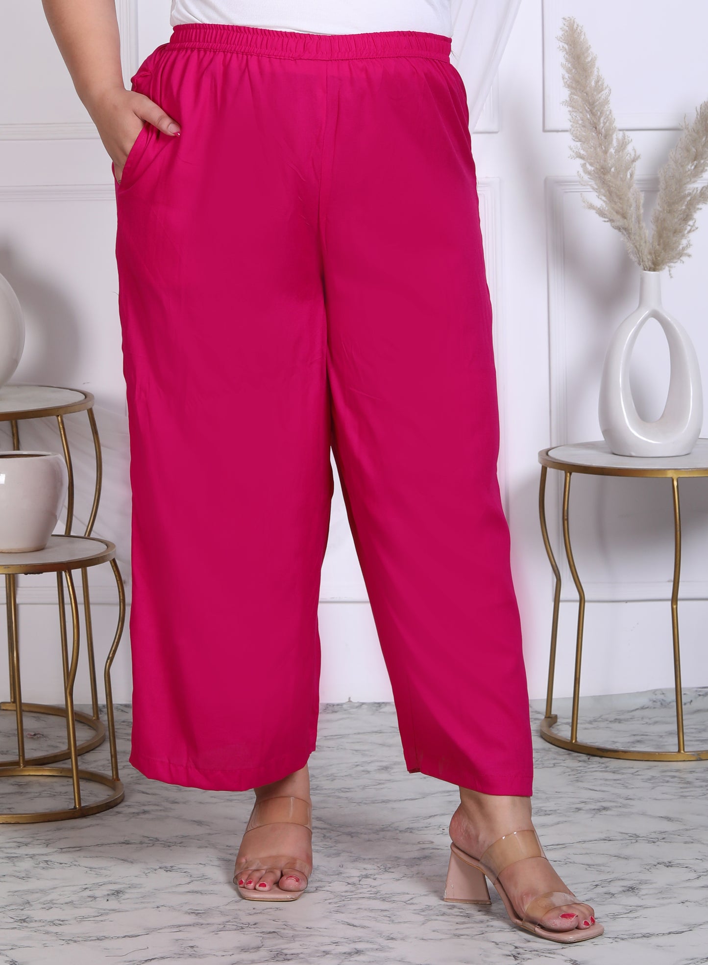 Pink Relaxed fit Palazzo