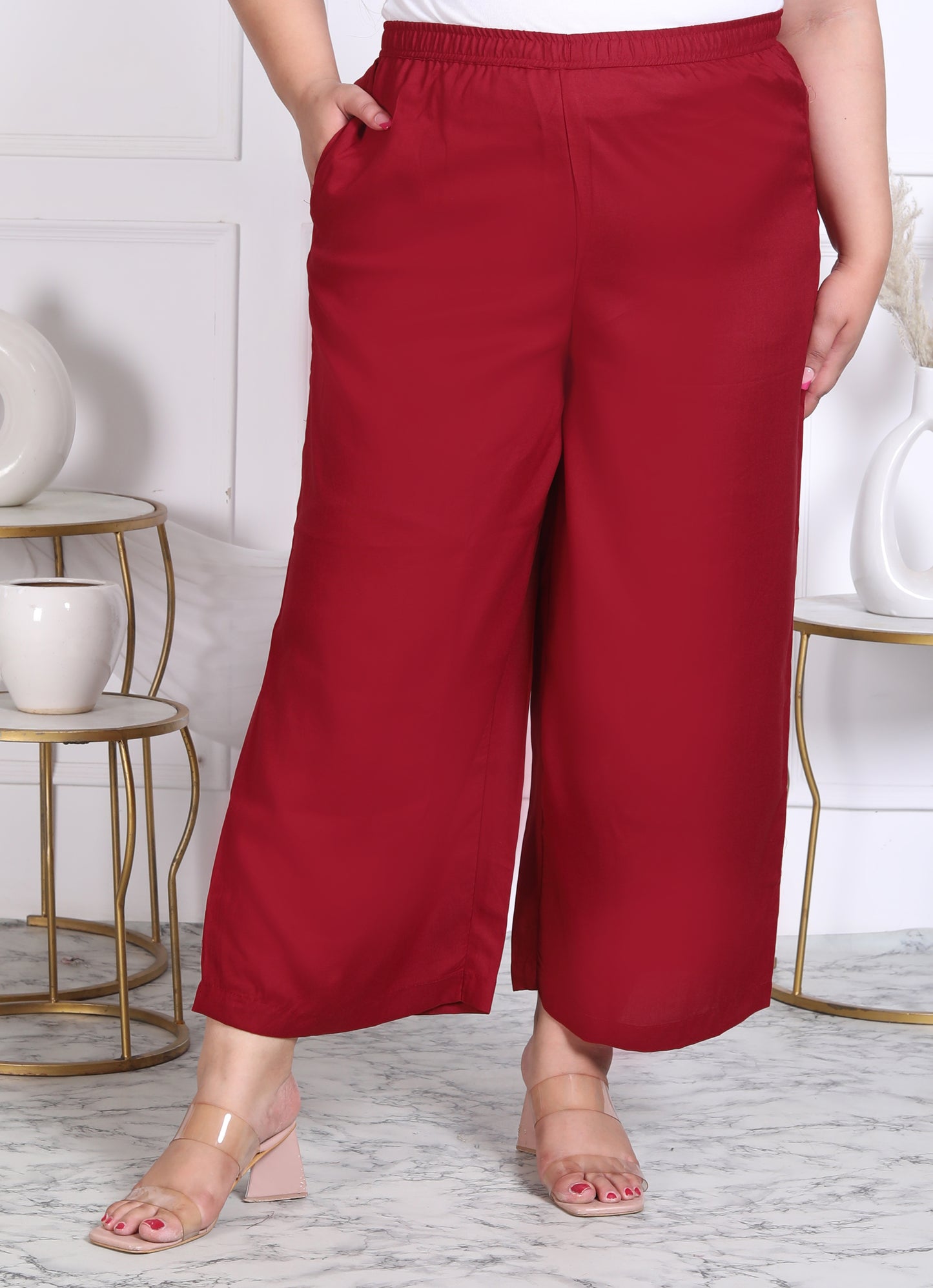 Maroon Relaxed fit Palazzo