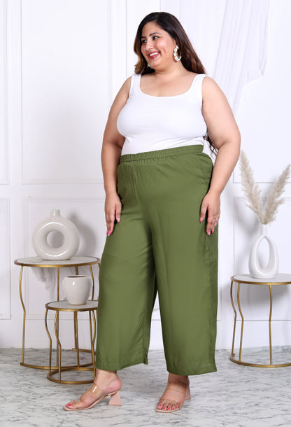 Olive Relaxed fit Palazzo