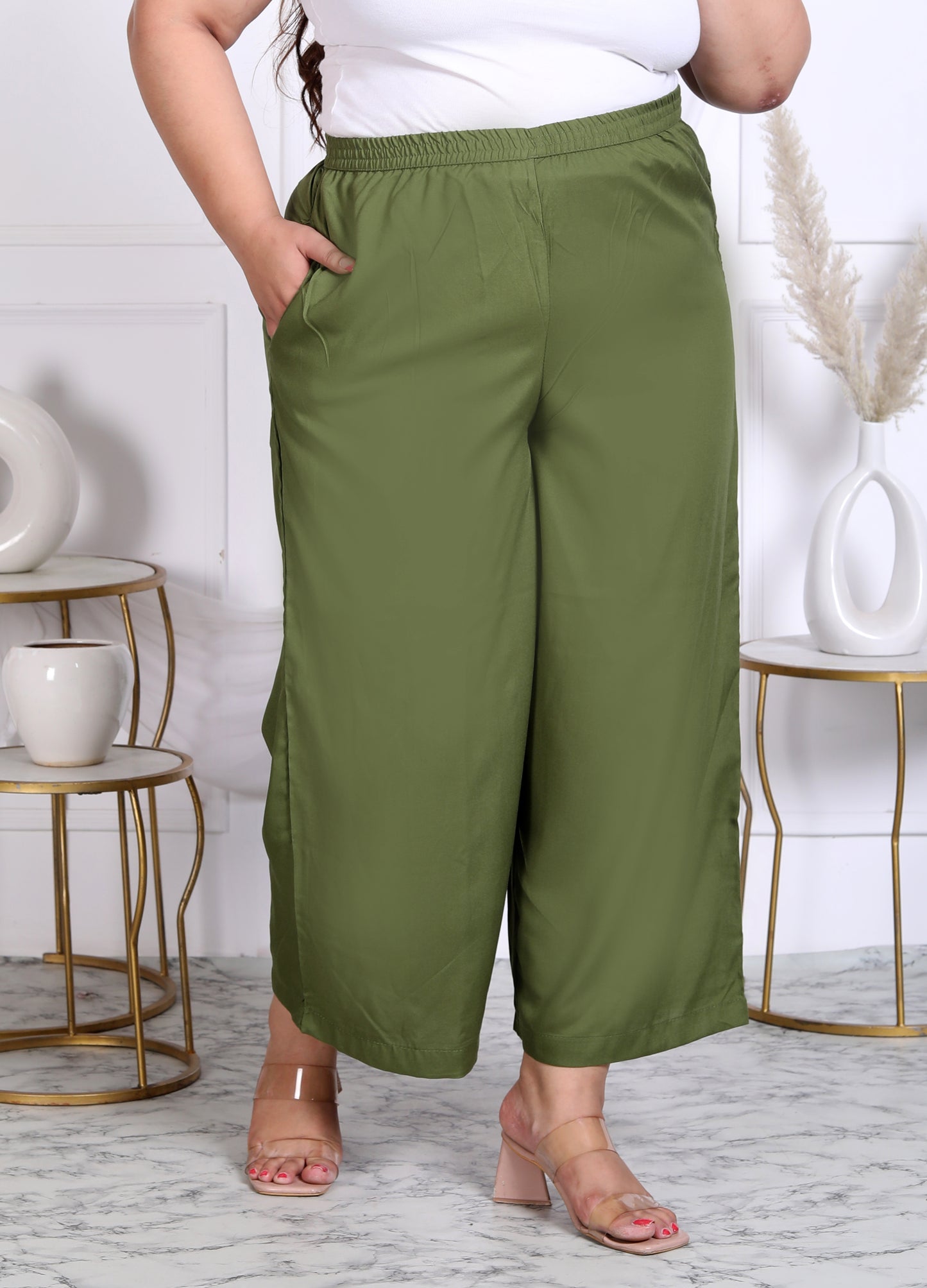 Olive Relaxed fit Palazzo