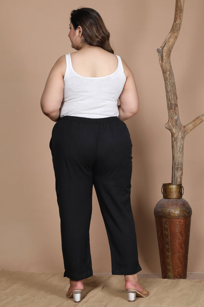 Black Pure Cotton Regular Trouser