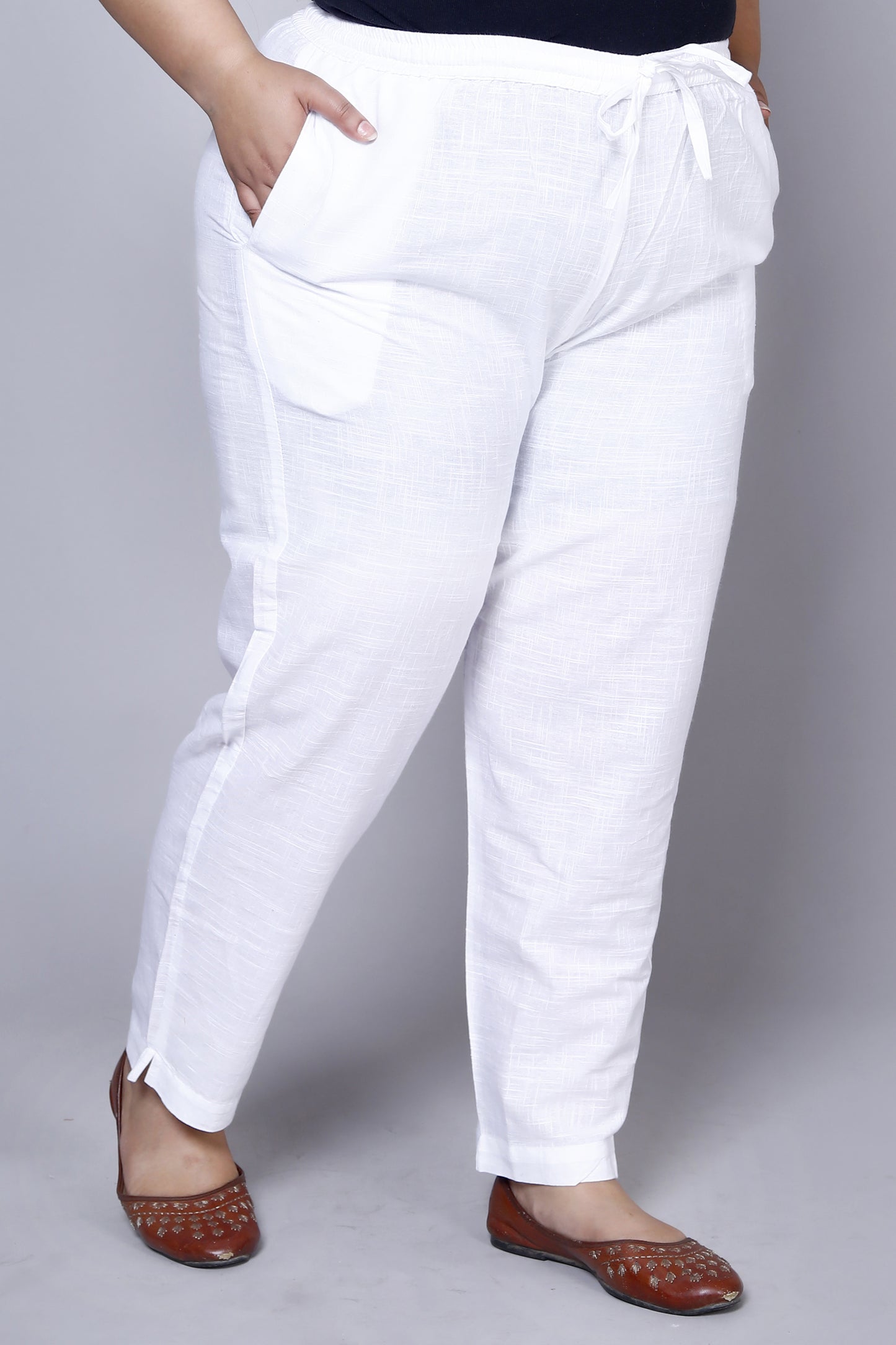 White And Grey Cotton Trousers ( PACK OF 2)