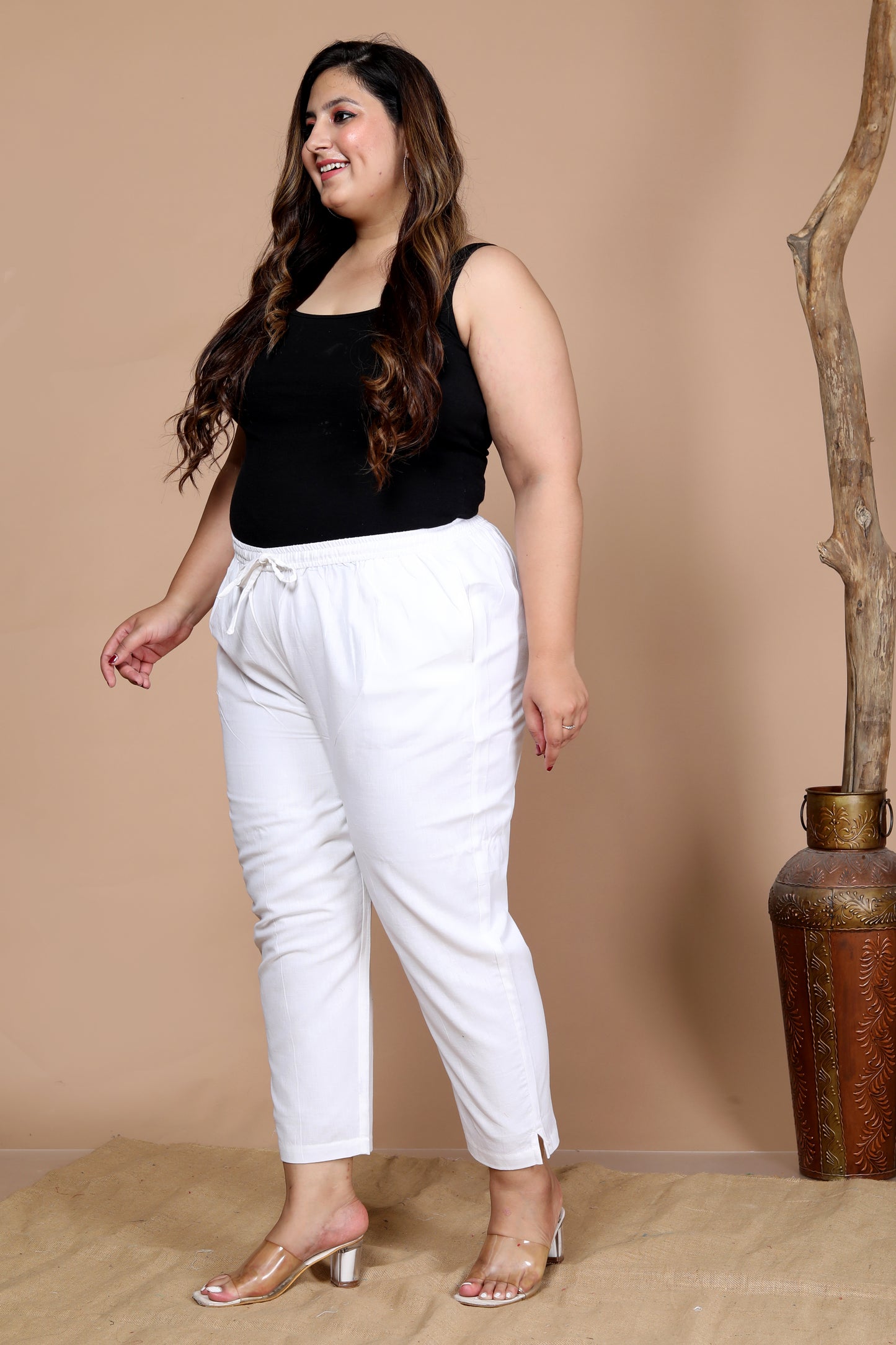 White Pure Cotton Regular Trouser