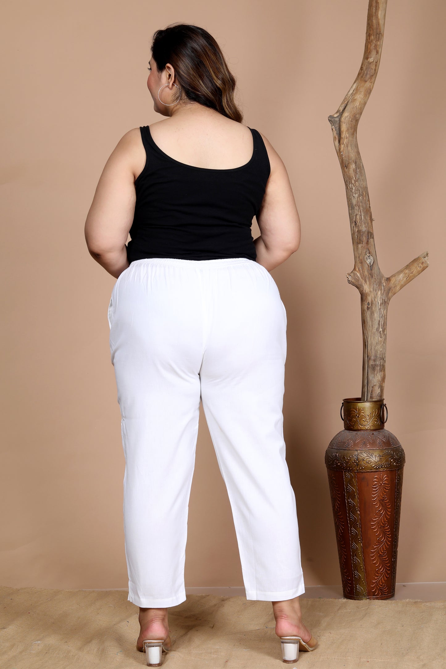 White Pure Cotton Regular Trouser